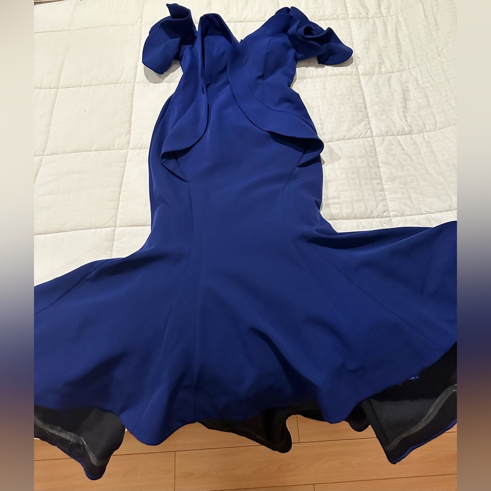 Ruffled short-sleeve mermaid dress with sweetheart neck by MNM Couture